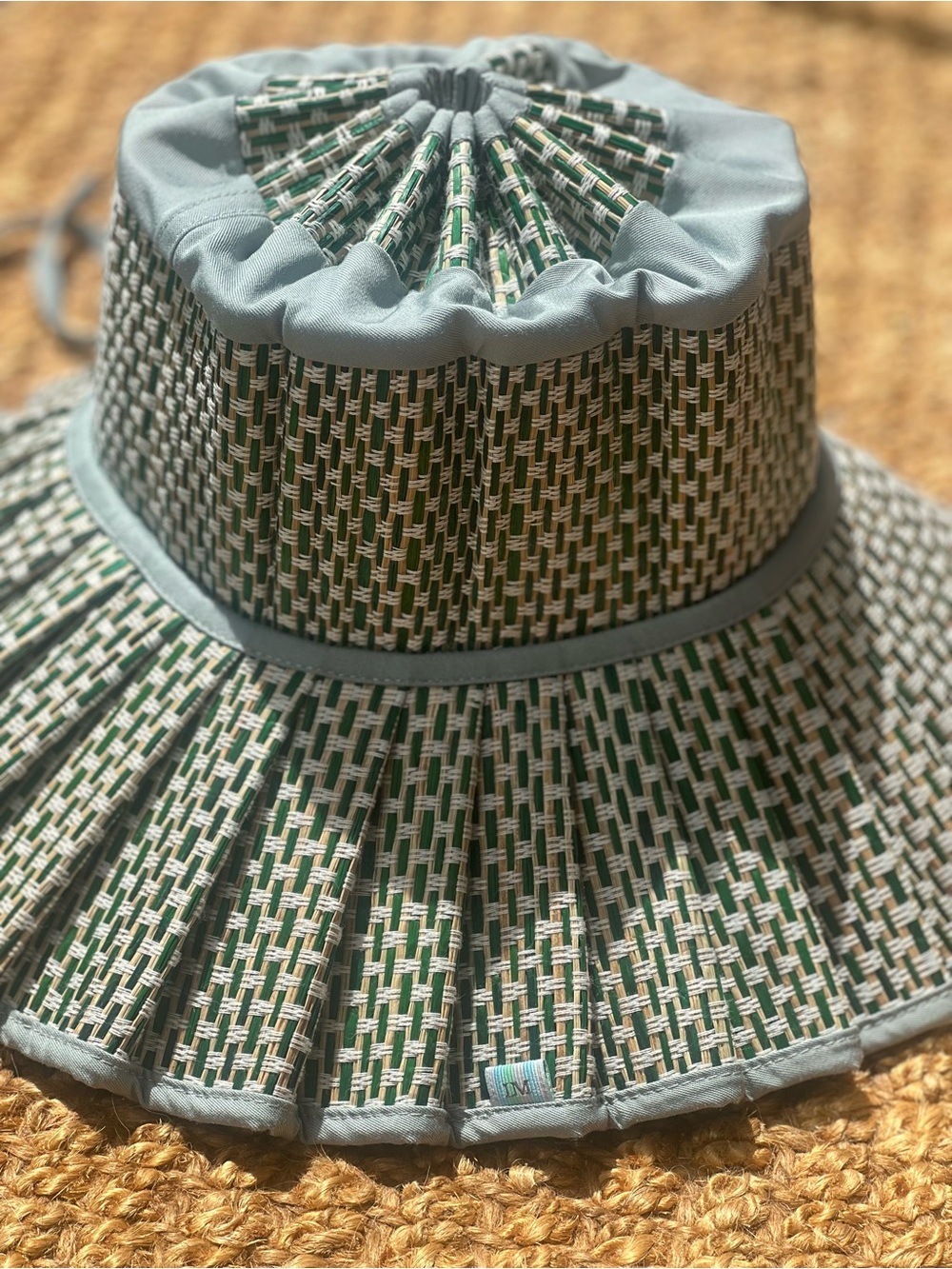 Lorna Murray Women's Teal-Trim Pleated Raffia Sun Hat - Picture 4 of 6